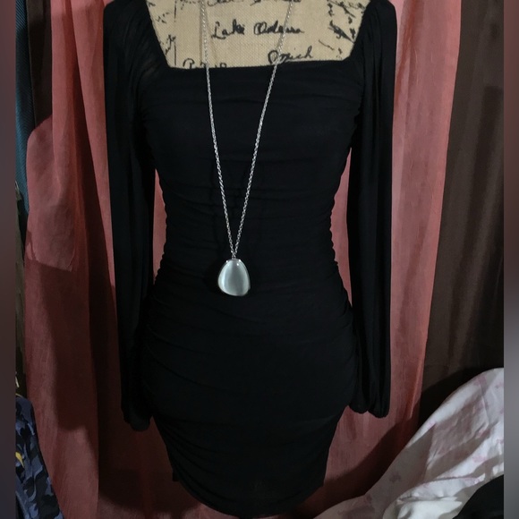 3 ITEM Bundle DRESS, NECKLACE, SHEER RUFFLE CARDIGAN🌷🌷 - Picture 4 of 14